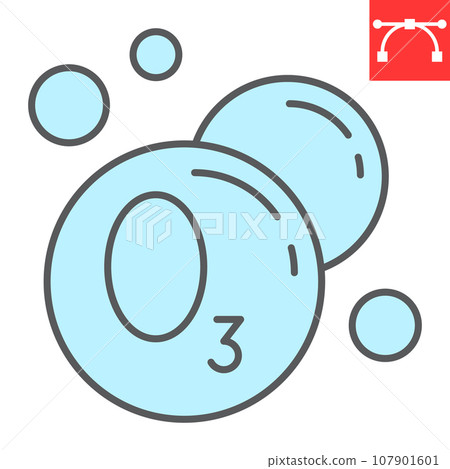 Ozonation laundry color line icon, dry cleaning and wash, ozone sign vector graphics, editable stroke colorful linear icon, eps 10. 107901601