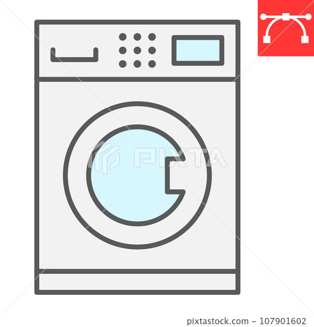 Self service laundry color line icon, dry cleaning and wash, washing machine sign vector graphics, editable stroke linear icon, eps 10. 107901602