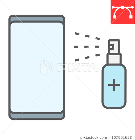 Disinfection smartphone color line icon, hygiene and disinfection, cleaning smartphone sign vector graphics, editable stroke filled outline icon, eps 10. Disinfection smartphone color line icon, hygiene and disinfection, cleaning smartphone sign vector graphics, editable stroke filled outline icon, eps 10. 107901638