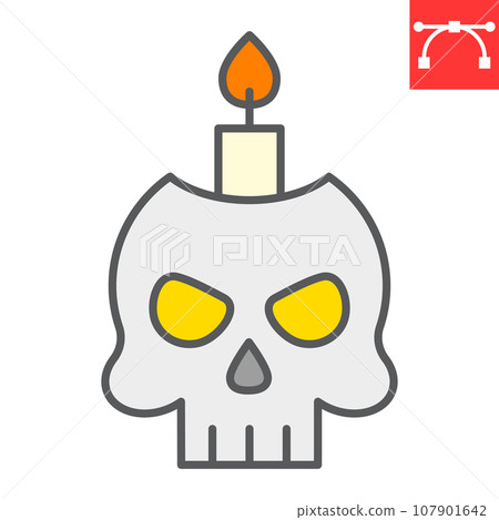 Skull with candle color line icon, halloween and scary, halloween skull sign vector graphics, editable stroke filled outline icon, eps 10. Skull with candle color line icon, halloween and scary, halloween skull sign vector graphics, editable stroke filled outline icon, eps 10. 107901642