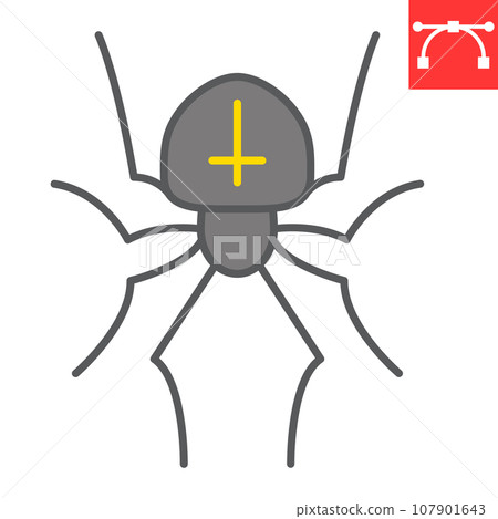 Spider color line icon, halloween and scary, arachnid sign vector graphics, editable stroke filled outline icon, eps 10. 107901643