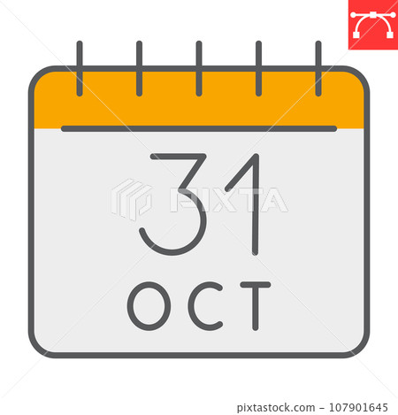 Halloween calendar color line icon, halloween... - Stock Illustration  [107901645] - PIXTA