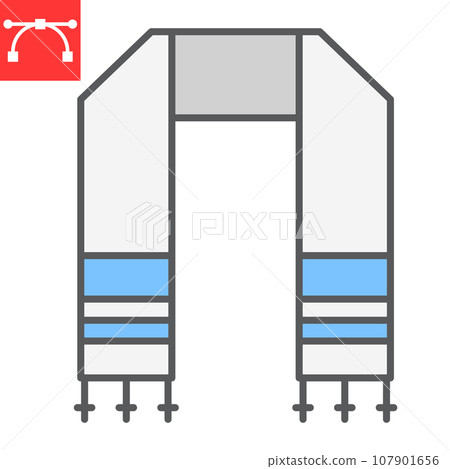 Hebrew tallit color line icon, rosh hashanah and hanukkah, jewish tallit sign vector graphics, editable stroke filled outline icon, eps 10. 107901656