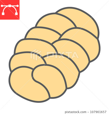 Challah color line icon, bread and loaf, braided bread sign vector graphics, editable stroke filled outline icon, eps 10. 107901657