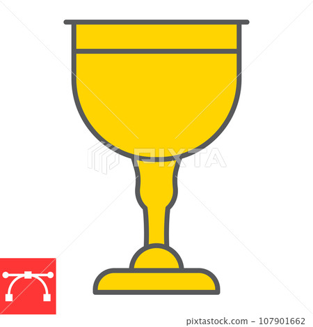 Jewish goblet color line icon, rosh hashanah and Jewish cup, chalice sign vector graphics, editable stroke filled outline icon, eps 10. Jewish goblet color line icon, rosh hashanah and Jewish cup, chalice sign vector graphics, editable stroke filled outline icon, eps 10. 107901662