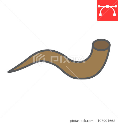 Shofar color line icon, rosh hashanah and holiday, yom kippur sign vector graphics, editable stroke filled outline icon, eps 10. Shofar color line icon, rosh hashanah and holiday, yom kippur sign vector graphics, editable stroke filled outline icon, eps 10. 107901668