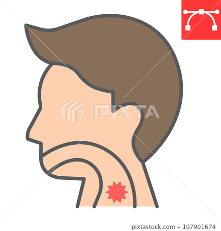Sore throat color line icon, pain and covid-19, sickness sign vector graphics, editable stroke filled outline icon, eps 10. 107901674
