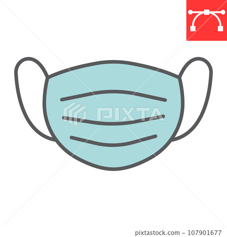 Medical mask line icon, protection and covid-19, surgical mask sign vector graphics, editable stroke linear icon, eps 10. 107901677