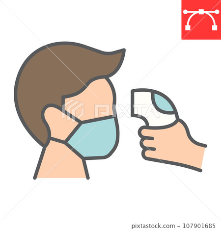 Check body temperature color line icon, coronavirus and covid-19, checking body temperature sign vector graphics, editable stroke filled outline icon, eps 10. Check body temperature color line icon, coronavirus and covid-19, checking body temperature sign vector graphics, editable stroke filled outline icon, eps 10. 107901685