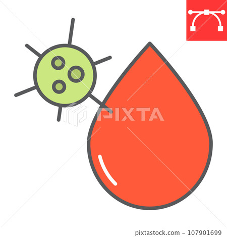 HIV virus color line icon, aids and coronavirus, covid-19 sign vector graphics, editable stroke filled outline icon, eps 10. 107901699