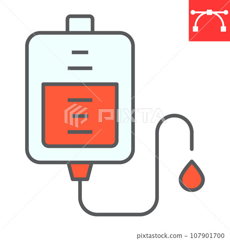Blood transfusion color line icon, aids and hiv, blood donation sign vector graphics, editable stroke filled outline icon, eps 10. 107901700