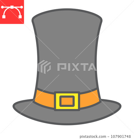 Pilgrim hat color line icon, thanksgiving and celebration, hat sign vector graphics, editable stroke filled outline icon, eps 10. 107901748