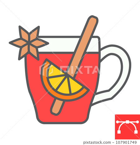 Mulled wine color line icon, merry christmas and invitation, glass of mulled wine sign vector graphics, editable stroke filled outline icon, eps 10. Mulled wine color line icon, merry christmas and invitation, glass of mulled wine sign vector graphics, editable stroke filled outline icon, eps 10. 107901749