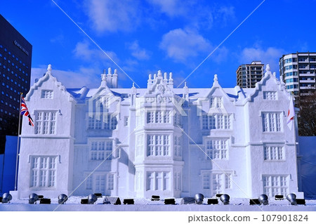 Sapporo Snow Festival Large snow statue at Odori venue 107901824