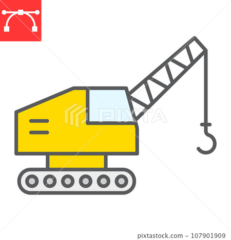 Mobile crane color line icon, construction and vehicle, crane sign vector graphics, editable stroke filled outline icon, eps 10. 107901909
