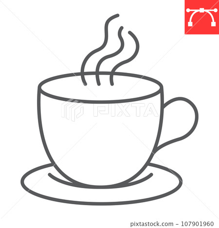 Coffee cup line icon, cappuccino and drink, tea cup vector icon, vector graphics, editable stroke outline sign, eps 10. Coffee cup line icon, cappuccino and drink, tea cup vector icon, vector graphics, editable stroke outline sign, eps 10. 107901960