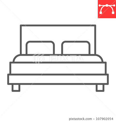 Double bed line icon, bedroom and hotel service, bed vector icon, vector graphics, editable stroke outline sign, eps 10. 107902054
