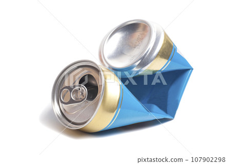 Empty crumpled can from energy drink or beer 107902298