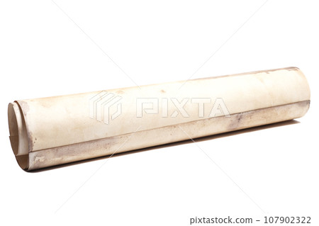 Scroll of vintage paper isolated on white. Scroll of vintage paper isolated on white. 107902322