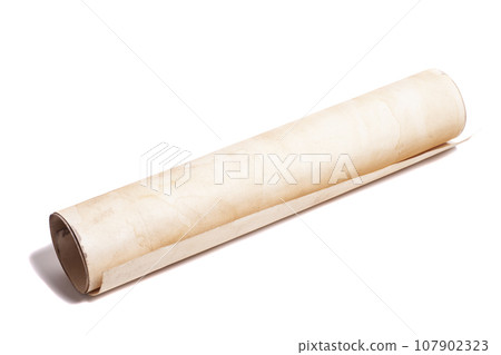 Scroll of vintage paper isolated on white. Scroll of vintage paper isolated on white. 107902323