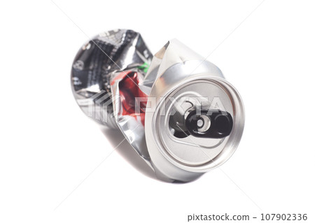Empty crumpled can from energy drink or beer Empty crumpled can from energy drink or beer 107902336