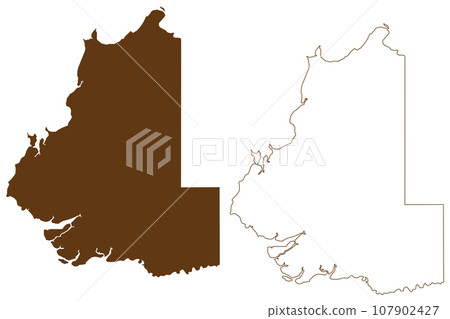 West Daly Region (Commonwealth of Australia, Northern Territory, NT) map vector illustration, scribble sketch map 107902427