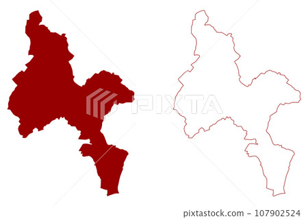 Reiat District (Switzerland, Swiss Confederation, Canton of Schaffhausen or Schaffhouse) map vector illustration, scribble sketch Bezirk Reiat map 107902524