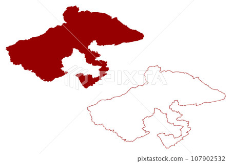 Vorderland District (Switzerland, Swiss Confederation, Canton of Appenzell Ausserrhoden or Appenzell Outer Rhodes) map vector illustration, scribble sketch Bezirk Vorderland map 107902532