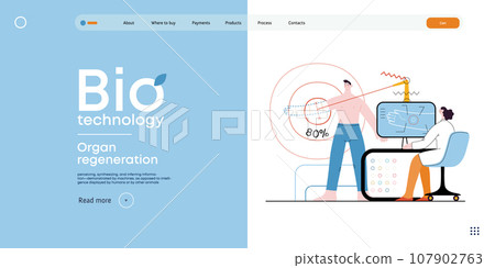 Bio Technology, Organ regeneration -modern flat vector concept illustration of a hand regenerating, futuristic technology. Metaphor of regenerative medicine and the body's ability to self-repair 107902763