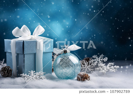 Stack of Christmas gift boxes. Heap of wrapped present boxes with bows. Composition with copyspace. Christmas present, Happy New Year greeting card Stack of Christmas gift boxes. Heap of wrapped present boxes with bows. Composition with copyspace. Christmas present, Happy New Year greeting card 107902789