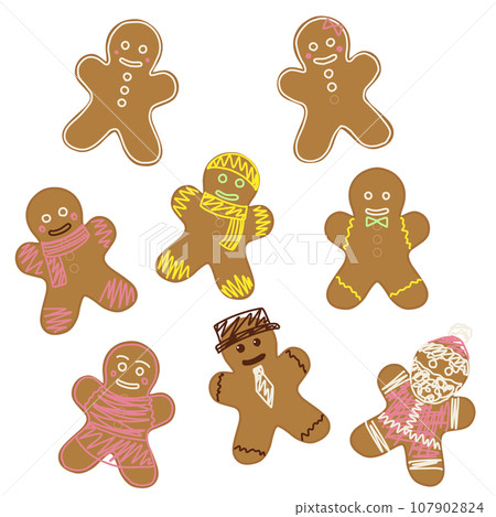 Various decorated gingerbread men 107902824