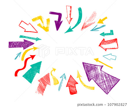 arrows graphic set. Handmade. hand drawing. Not AI, Illustrat3 . Vector illustration 107902827