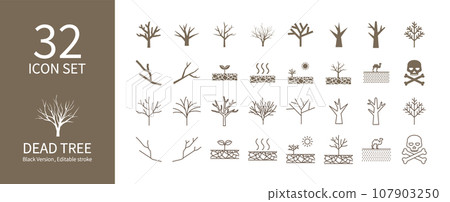 死樹和乾旱圖標集 死樹和乾旱圖標集 107903250