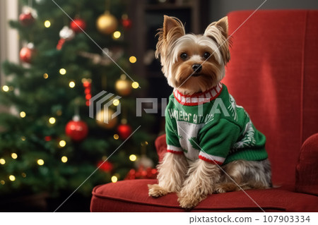 Yorkie on sale christmas sweater