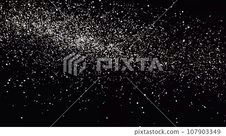 White snow on a black background. Snowflakes on a black background 107903349