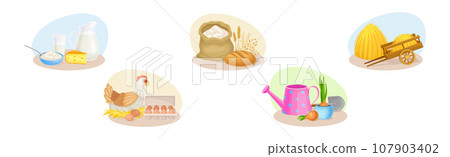 Farm and Agriculture or Husbandry Vector Composition Set Farm and Agriculture or Husbandry Vector Composition Set 107903402