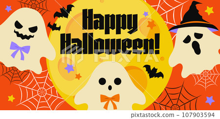 Halloween banner ghost illustration 107903594
