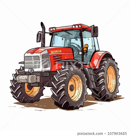 Cartoon tractor isolated on a white background 107903685