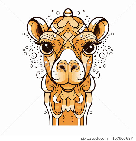 Camel t-shirt design graphic, cute happy kawaii style Camel t-shirt design graphic, cute happy kawaii style 107903687