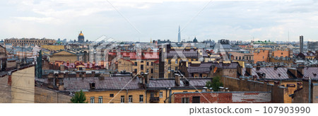 top view of the city roofs in the historical center of Saint Petersburg top view of the city roofs in the historical center of Saint Petersburg 107903990