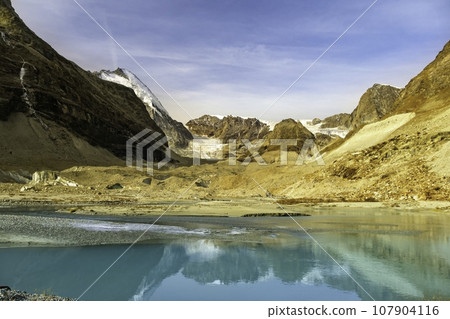 Small glacial lake near Matternhorn mount. Cermat, Switzerland alps Small glacial lake near Matternhorn mount. Cermat, Switzerland alps 107904116