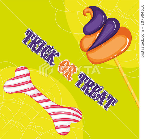 Halloween lollipop candy Trick or treat Vector Halloween lollipop candy Trick or treat Vector 107904610
