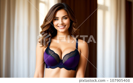 beautiful woman in underwear at home 107905408