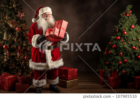 Christmas Santa Claus opening with gifts 107905510