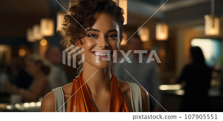 Portrait of a beautiful woman in the theater hall Portrait of a beautiful woman in the theater hall 107905551