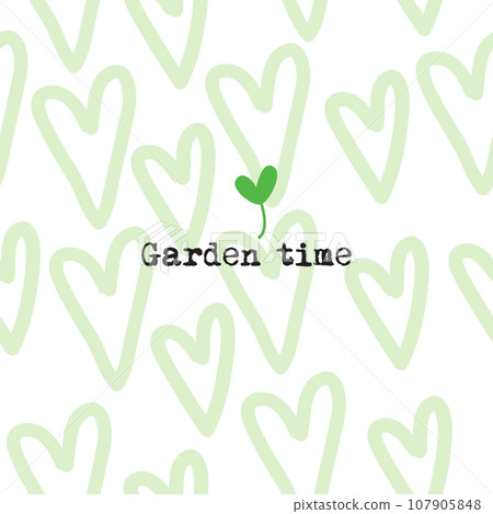 Garden time background, advertising background template with green hearts seamless pattern 107905848
