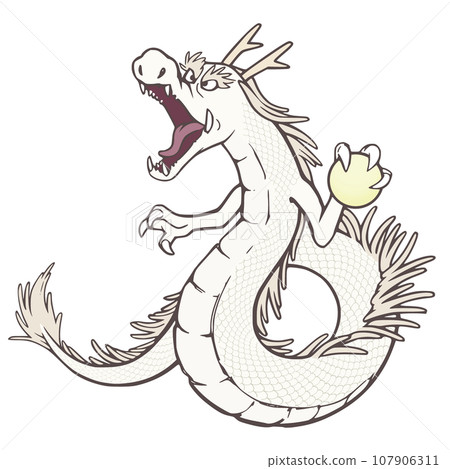 White dragon with a jewel White dragon with a jewel 107906311