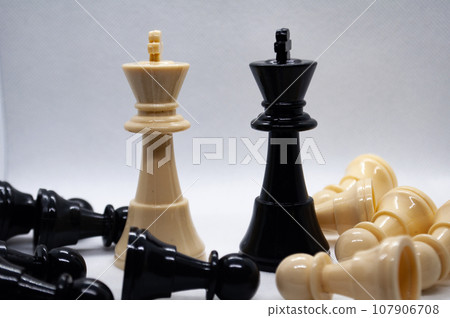 Close up of kings of chess game. Battle, strategy and tactics. 107906708