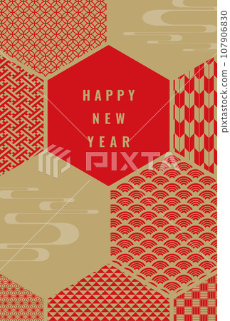 New Year's card Japanese pattern 107906830
