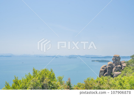 The Prince of Okayama Prefecture climbs Mt. Under clear skies, looking out at the Seto Inland Sea and the mountains of Shikoku The Prince of Okayama Prefecture climbs Mt. Under clear skies, looking out at the Seto Inland Sea and the mountains of Shikoku 107906878